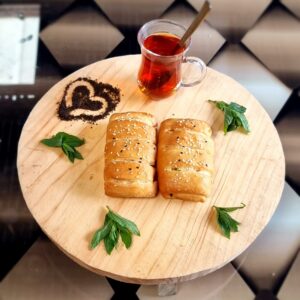 Pastries stuffed with spiced chicken