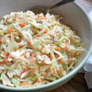 Creamy coleslaw salad with cabbage and carrots