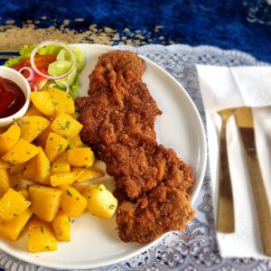 Golden and crispy breaded steak